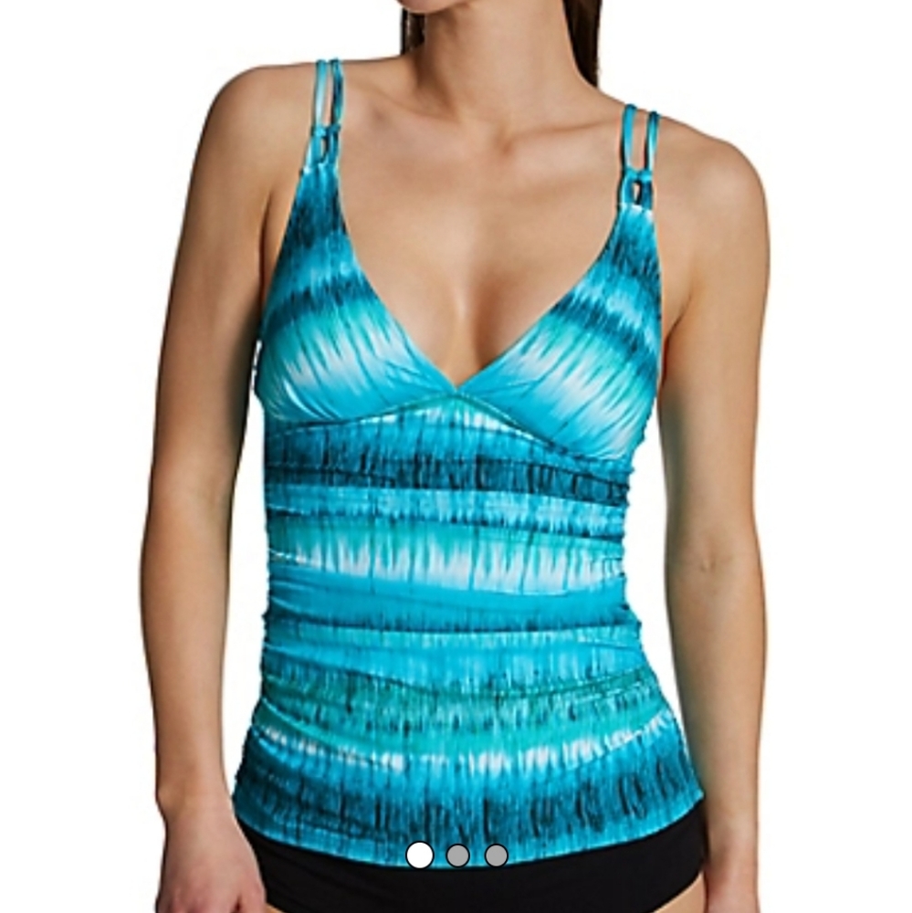Profile Gottex Tankini blue Tankini Ruched Sides size 8